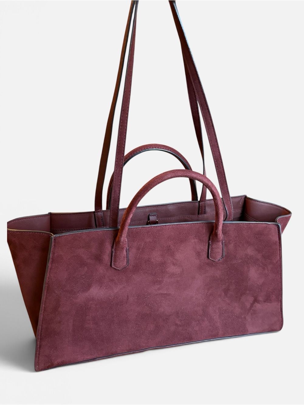 H&M Women's Burgundy Suede Tote Bag